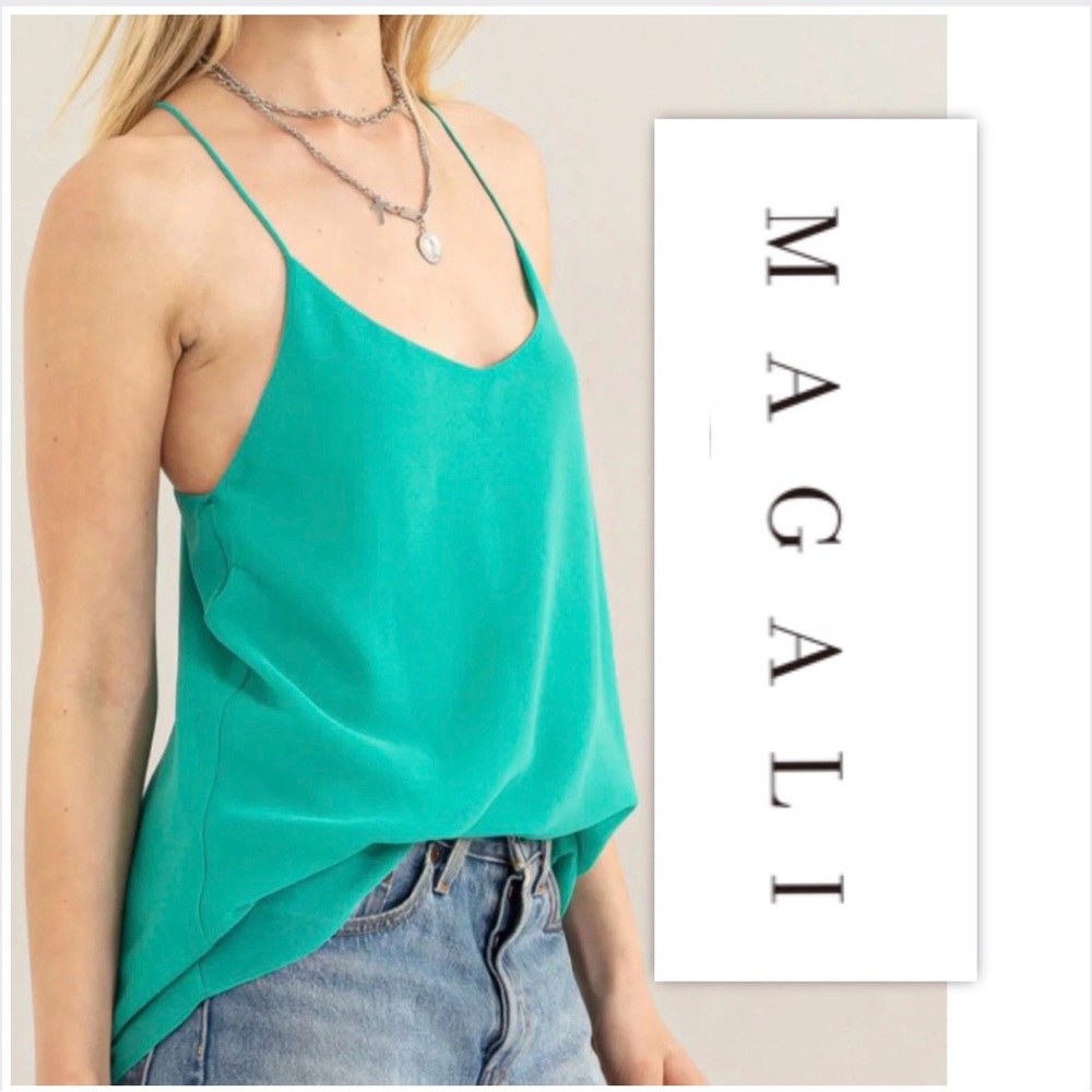 MAGALI Collection Aqua Teal Silk Camisole